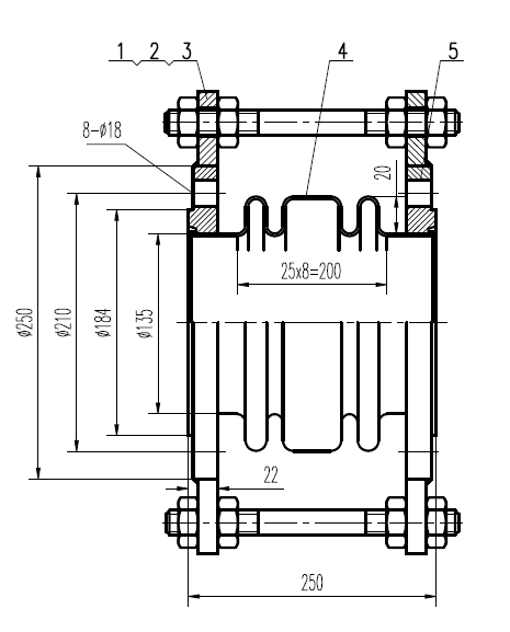Чертеж сильфонного компенсатора DN125
